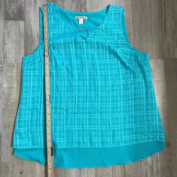 DANA BUCHMAN Women's Textured Print Sleeveless Blouse- Size L - Picture 6 of 11
